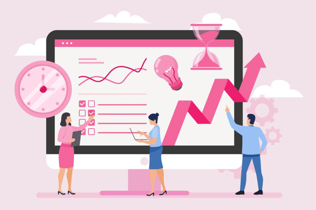 Tim ljudi prati metrike na laptopu