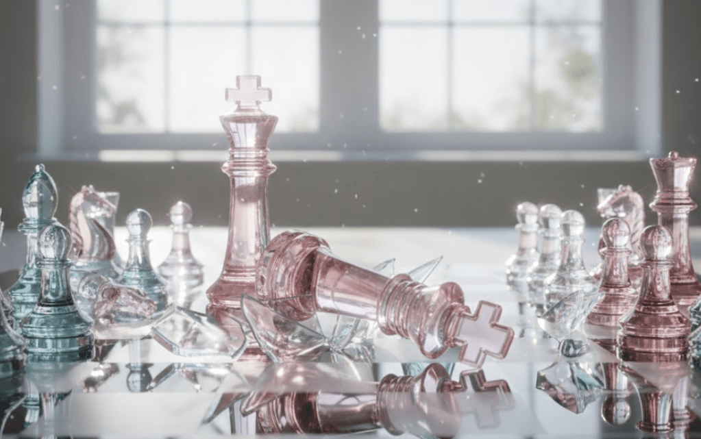 Kristalna šahovska tabla sa figurama